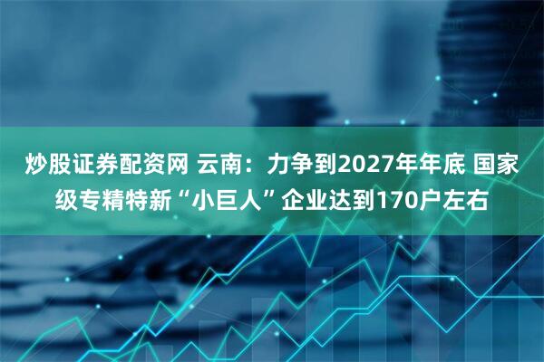 炒股证券配资网 云南：力争到2027年年底 国家级专精特新“小巨人”企业达到170户左右