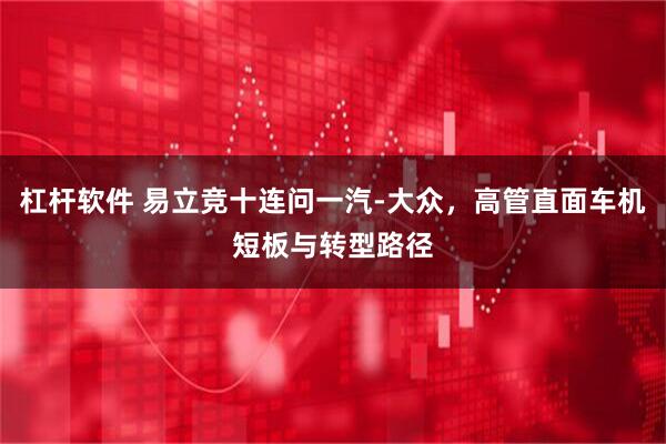 杠杆软件 易立竞十连问一汽-大众，高管直面车机短板与转型路径